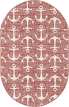 Unique Loom Outdoor Coastal T-KZOD20 Rust Red Area Rug Oval Top-down Image