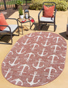 Unique Loom Outdoor Coastal T-KZOD20 Rust Red Area Rug Oval Lifestyle Image