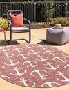 Unique Loom Outdoor Coastal T-KZOD20 Rust Red Area Rug Oval Lifestyle Image
