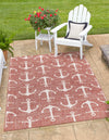 Unique Loom Outdoor Coastal T-KZOD20 Rust Red Area Rug Rectangle Lifestyle Image