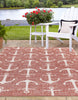 Unique Loom Outdoor Coastal T-KZOD20 Rust Red Area Rug Rectangle Lifestyle Image