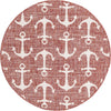 Unique Loom Outdoor Coastal T-KZOD20 Rust Red Area Rug Round Top-down Image