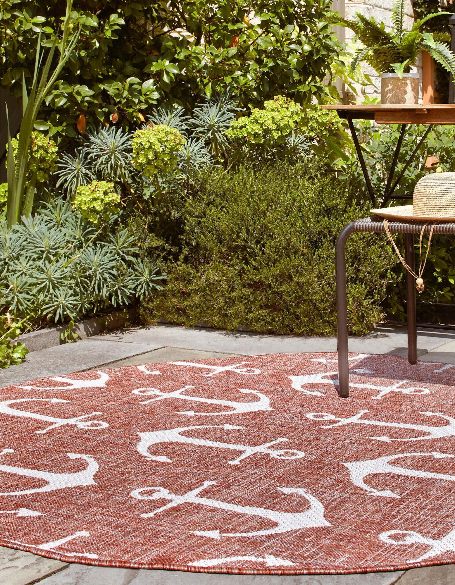 Unique Loom Outdoor Coastal T-KZOD20 Rust Red Area Rug – Incredible ...