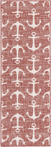 Unique Loom Outdoor Coastal T-KZOD20 Rust Red Area Rug Runner Top-down Image