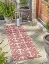 Unique Loom Outdoor Coastal T-KZOD20 Rust Red Area Rug Runner Lifestyle Image