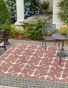 Unique Loom Outdoor Coastal T-KZOD20 Rust Red Area Rug Square Lifestyle Image