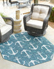 Unique Loom Outdoor Coastal T-KZOD20 Teal Area Rug Octagon Lifestyle Image