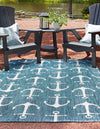 Unique Loom Outdoor Coastal T-KZOD20 Teal Area Rug Rectangle Lifestyle Image