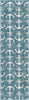 Unique Loom Outdoor Coastal T-KZOD20 Teal Area Rug Runner Top-down Image