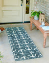 Unique Loom Outdoor Coastal T-KZOD20 Teal Area Rug Runner Lifestyle Image