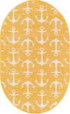 Unique Loom Outdoor Coastal T-KZOD20 Yellow Area Rug Oval Top-down Image