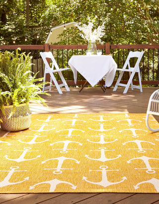 Unique Loom Outdoor Coastal T-KZOD20 Yellow Area Rug Rectangle Lifestyle Image