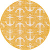 Unique Loom Outdoor Coastal T-KZOD20 Yellow Area Rug Round Top-down Image