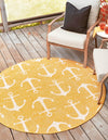 Unique Loom Outdoor Coastal T-KZOD20 Yellow Area Rug Round Lifestyle Image