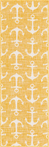 Unique Loom Outdoor Coastal T-KZOD20 Yellow Area Rug Runner Top-down Image