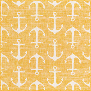 Unique Loom Outdoor Coastal T-KZOD20 Yellow Area Rug Square Top-down Image