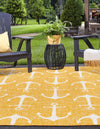 Unique Loom Outdoor Coastal T-KZOD20 Yellow Area Rug Square Lifestyle Image