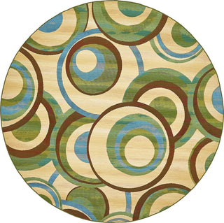 Unique Loom Outdoor Modern OWE-EDEN-116 Beige Area Rug Round Lifestyle Image