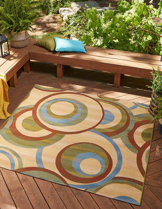 Unique Loom Outdoor Modern OWE-EDEN-116 Beige Area Rug Square Lifestyle Image