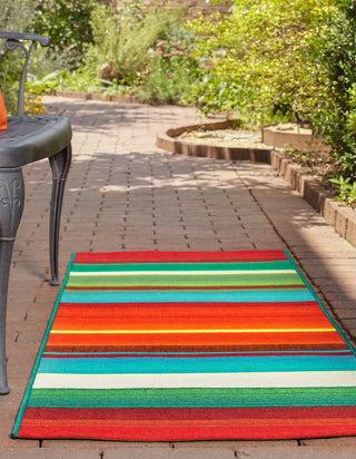 Unique Loom Outdoor Modern OWE-EDEN-194 Multi Area Rug Runner Lifestyle Image