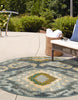 Unique Loom Outdoor Modern OWE-EDEN-20 Blue Area Rug Round Lifestyle Image