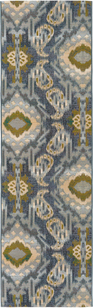 Unique Loom Outdoor Modern OWE-EDEN-20 Blue Area Rug Runner Top-down Image