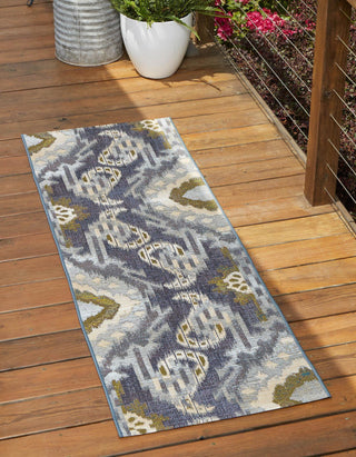 Unique Loom Outdoor Modern OWE-EDEN-20 Blue Area Rug Runner Lifestyle Image