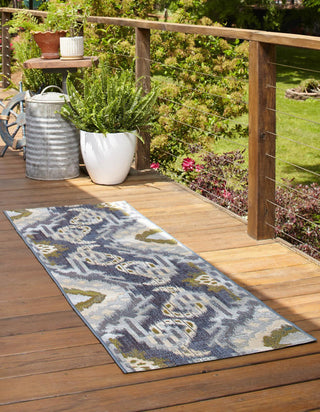 Unique Loom Outdoor Modern OWE-EDEN-20 Blue Area Rug Runner Lifestyle Image