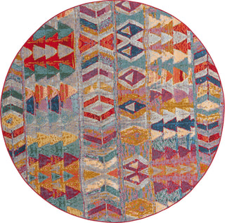 Unique Loom Outdoor Modern OWE-EDEN-215 Multi Area Rug Round Top-down Image