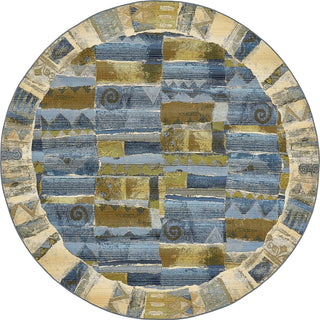 Unique Loom Outdoor Modern OWE-EDEN-22 Blue Area Rug Round Top-down Image