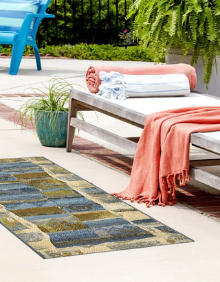 Unique Loom Outdoor Modern OWE-EDEN-22 Blue Area Rug Runner Lifestyle Image