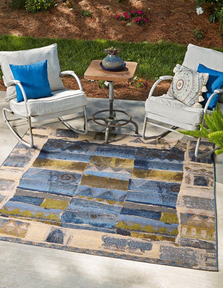 Unique Loom Outdoor Modern OWE-EDEN-22 Blue Area Rug Square Lifestyle Image