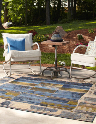 Unique Loom Outdoor Modern OWE-EDEN-22 Blue Area Rug Square Lifestyle Image