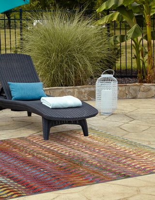 Unique Loom Outdoor Modern OWE-EDEN-26 Multi Area Rug Rectangle Lifestyle Image