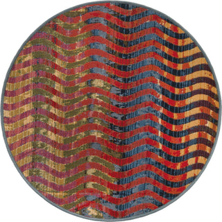 Unique Loom Outdoor Modern OWE-EDEN-26 Multi Area Rug Round Top-down Image