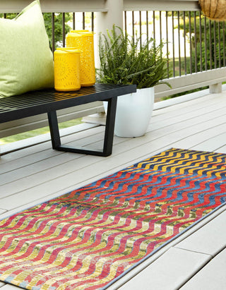 Unique Loom Outdoor Modern OWE-EDEN-26 Multi Area Rug Runner Lifestyle Image