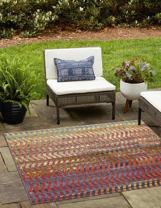 Unique Loom Outdoor Modern OWE-EDEN-26 Multi Area Rug Square Lifestyle Image