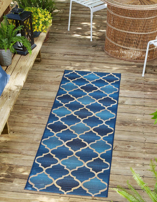 Unique Loom Outdoor Modern OWE-EDEN-29 Blue Area Rug Runner Lifestyle Image Feature