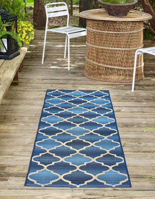 Unique Loom Outdoor Modern OWE-EDEN-29 Blue Area Rug Runner Lifestyle Image