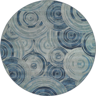 Unique Loom Outdoor Modern OWE-EDEN-320 Light Blue Area Rug Round Top-down Image