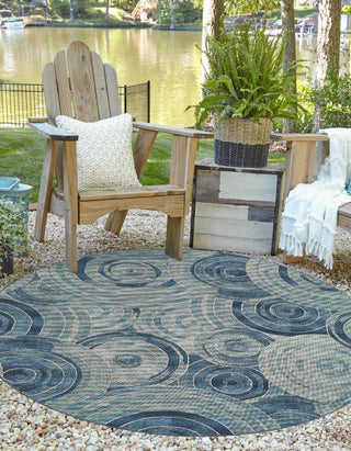 Unique Loom Outdoor Modern OWE-EDEN-320 Light Blue Area Rug Round Lifestyle Image