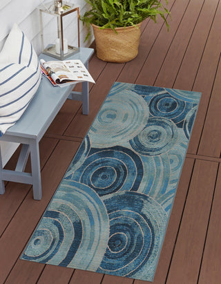 Unique Loom Outdoor Modern OWE-EDEN-320 Light Blue Area Rug Runner Lifestyle Image