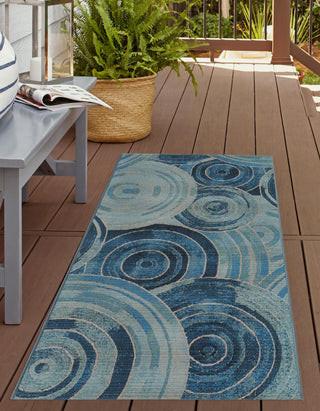 Unique Loom Outdoor Modern OWE-EDEN-320 Light Blue Area Rug Runner Lifestyle Image