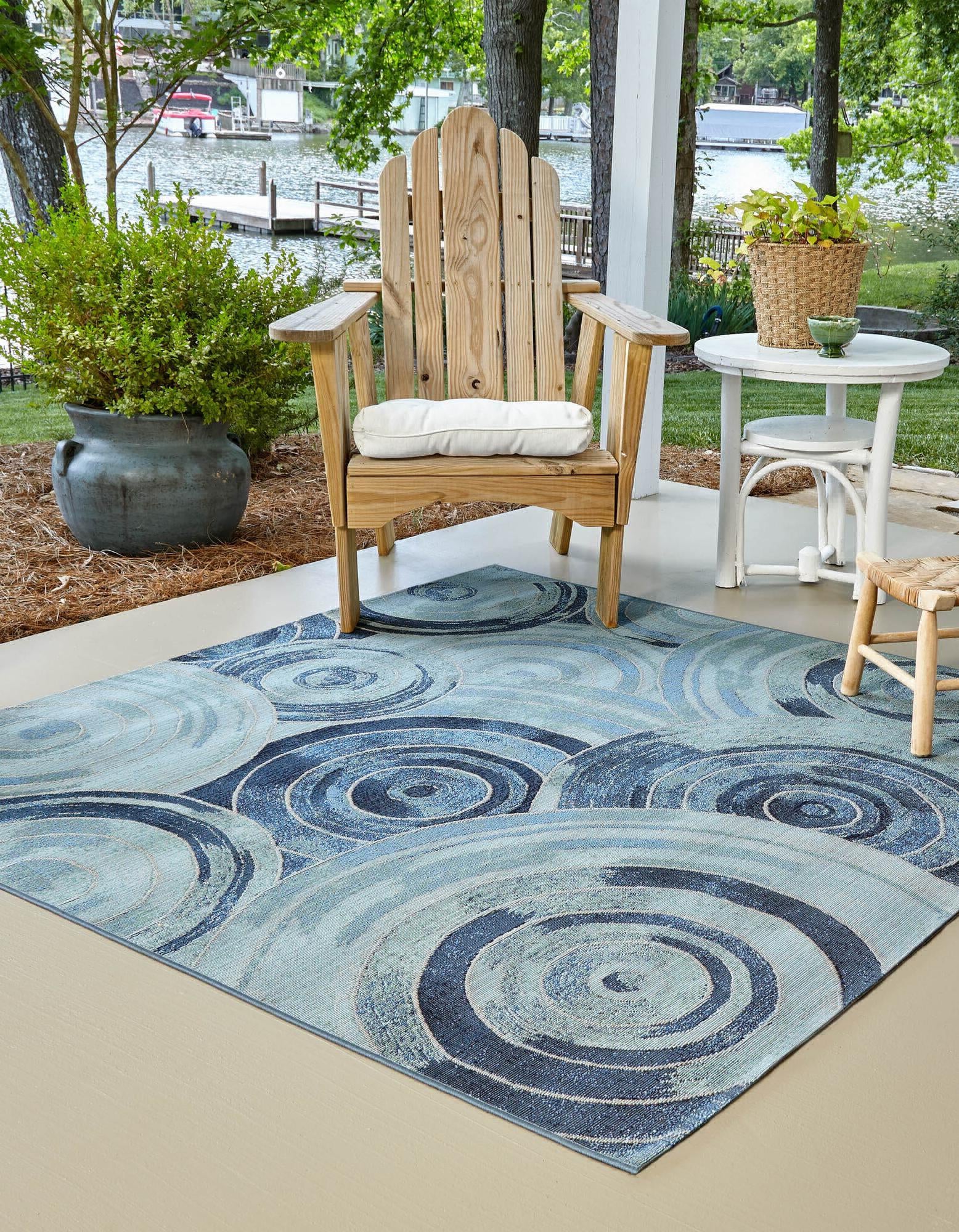Unique Loom Outdoor Modern OWE-EDEN-320 Light Blue Area Rug ...