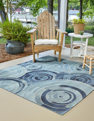 Unique Loom Outdoor Modern OWE-EDEN-320 Light Blue Area Rug Square Lifestyle Image