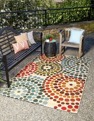 Unique Loom Outdoor Modern OWE-EDEN-325 Beige Area Rug Rectangle Lifestyle Image Feature