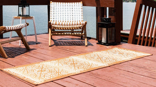 Unique Loom Outdoor Modern OWE-EDEN-326 Beige Area Rug Runner Lifestyle Image