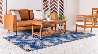 Unique Loom Outdoor Modern OWE-EDEN-4 Blue Area Rug Rectangle Lifestyle Image Feature