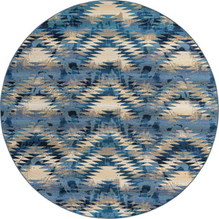 Unique Loom Outdoor Modern OWE-EDEN-4 Blue Area Rug Round Top-down Image