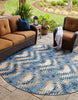 Unique Loom Outdoor Modern OWE-EDEN-4 Blue Area Rug Round Lifestyle Image